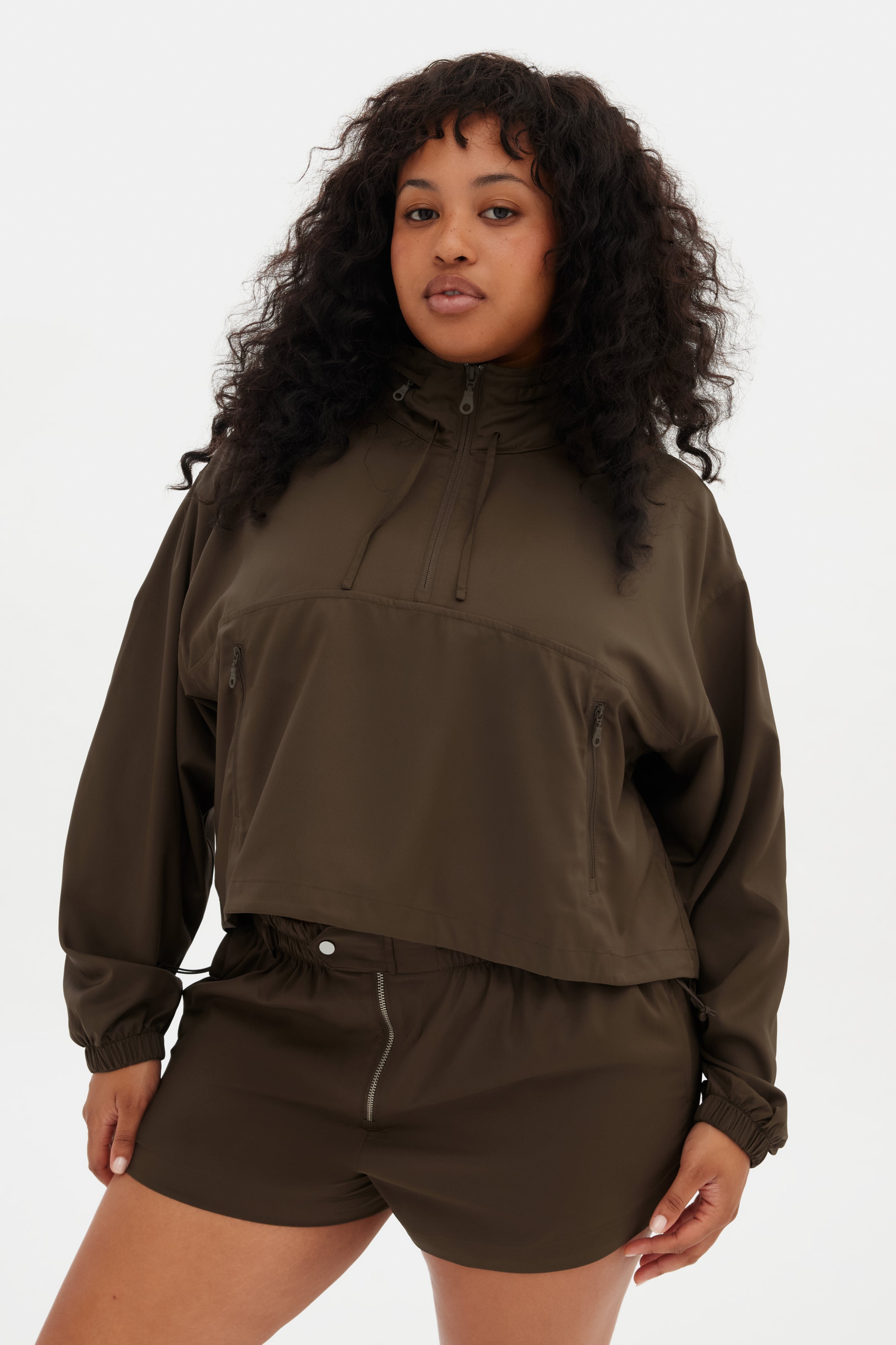 Chestnut Huddle Half-Zip Windbreaker – Girlfriend Collective