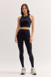 Black Harriet High Neck Long Line Bra