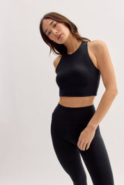 Black Harriet High Neck Long Line Bra