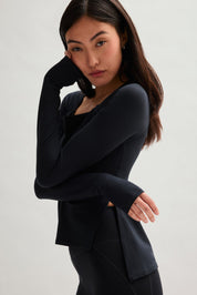 Black ReSet High-Low Long Sleeve Top