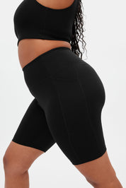 Black High-Rise Pocket Bike Short
