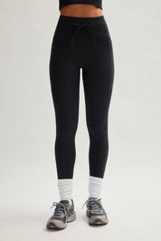 Black Compressive Drawstring Pocket Legging