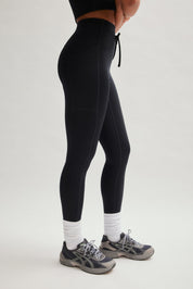 Black Compressive Drawstring Pocket Legging