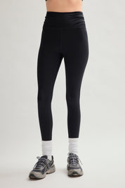 Black Compressive Pleated Waistband Legging