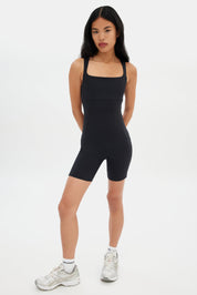Black Tina Open Back Unitard