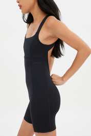 Black Tina Open Back Unitard