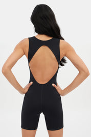 Black Tina Open Back Unitard