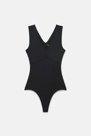 Black Amelia V-Neck Bodysuit