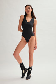 Black Amelia V-Neck Bodysuit