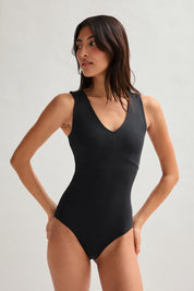 Black Amelia V-Neck Bodysuit