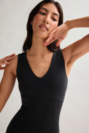 Black Amelia V-Neck Bodysuit