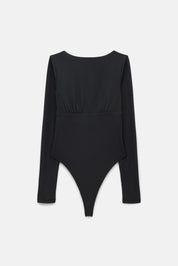 Black Elena Long Sleeve Bodysuit