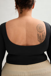 Black Elena Long Sleeve Bodysuit