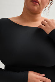 Black Elena Long Sleeve Bodysuit