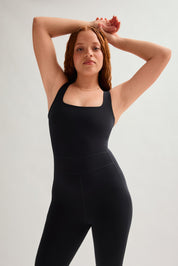 Black Luxe Paneled Unitard