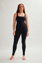Black Luxe Paneled Unitard