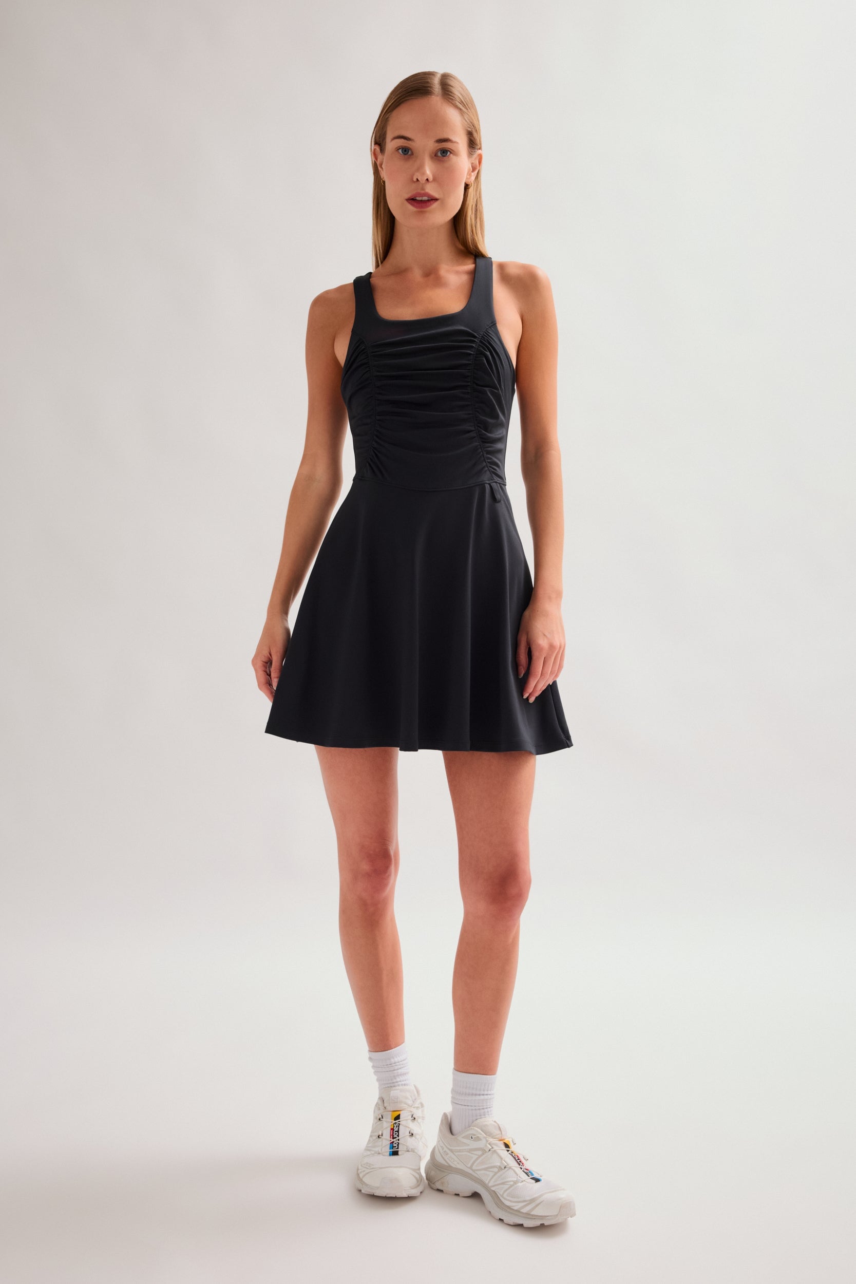 Black Fiona Ruched Dress