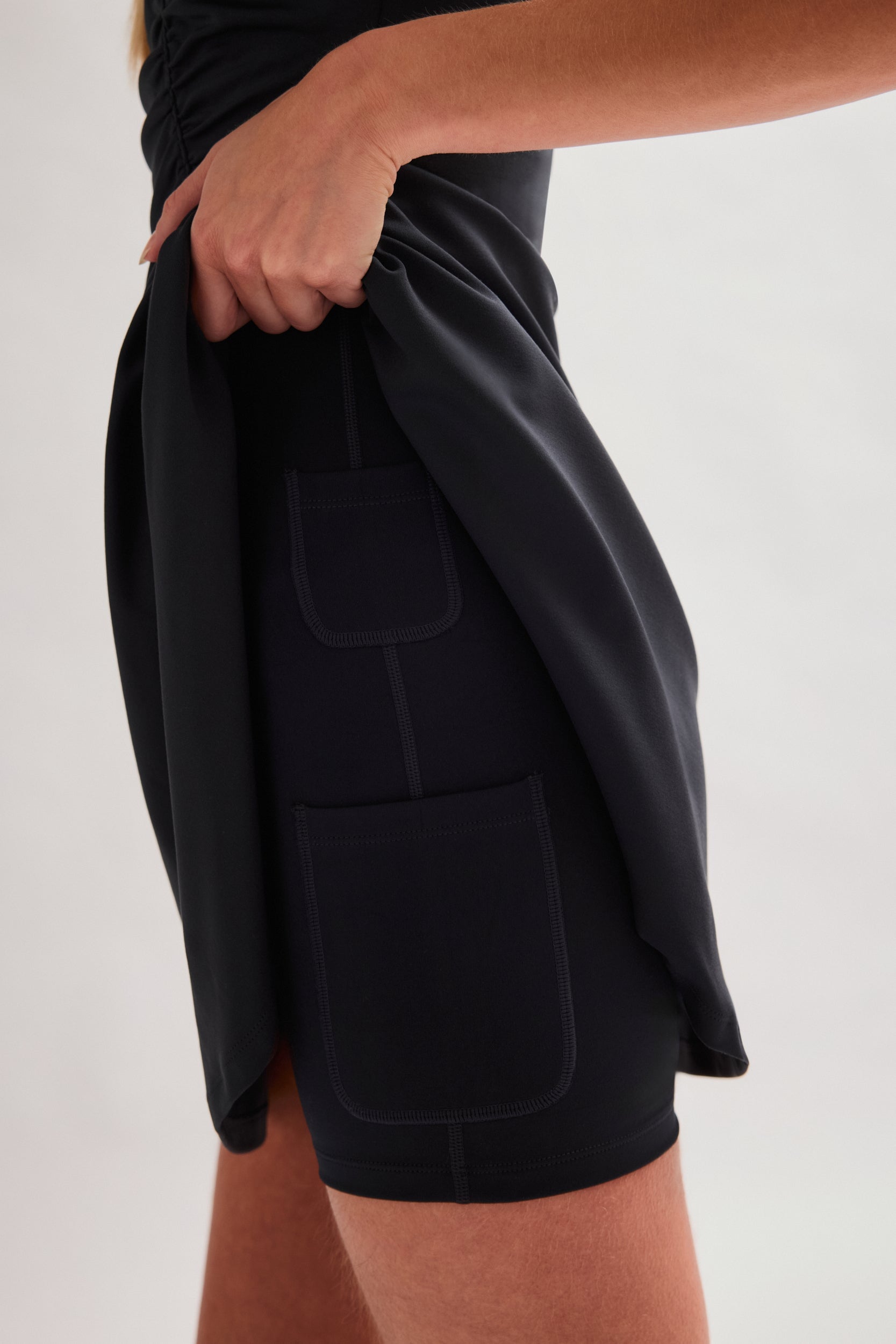 Black Fiona Ruched Dress